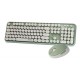 KIT TECLADO Y MOUSE INALAMBRICO VINTAGE  ACTECK VERDE